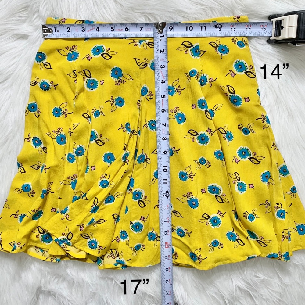 SOLD-Urban Outfitters Floral Yellow Mini Skater Skirt - Picture 9 of 9